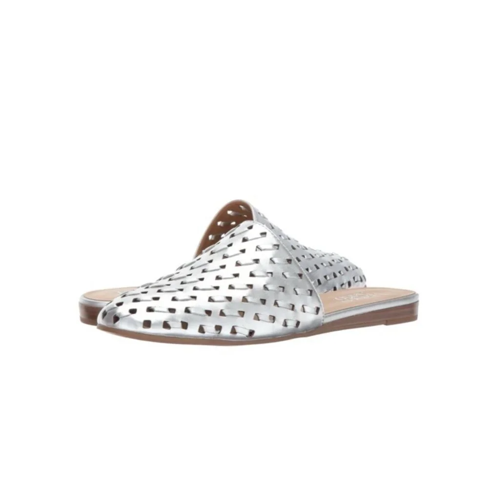 Franco Sarto Women's Silver Metallic L-Glena2 Leather Slip On Mules Size 9 - Picture 11 of 11